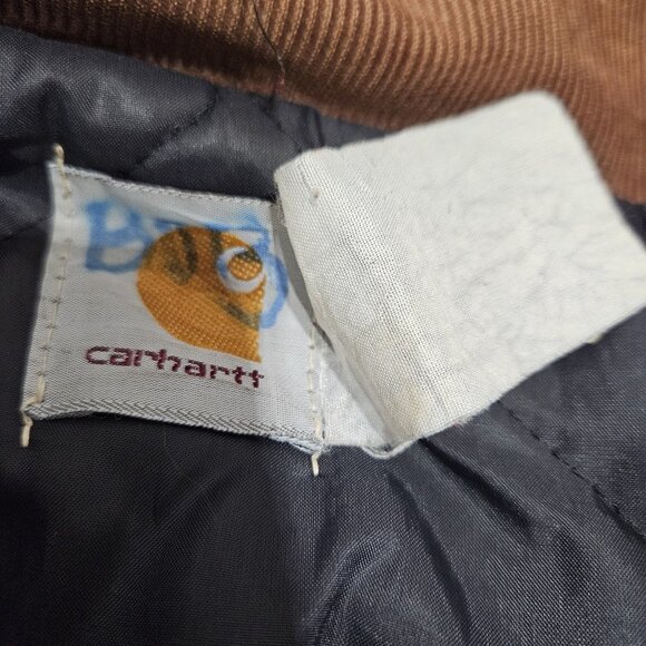 Carhartt Jacket Mens Large Brown Quilted Workwear Distressed Canvas Lined Zip - Picture 13 of 14